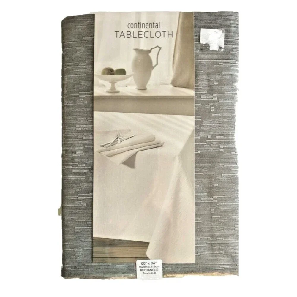Continental Collection Tablecloth Fabric Gray Polyester Easy Care 60x84